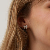 Bowtie Ribbon Earrings Zirconia Sterling Silver Stud
